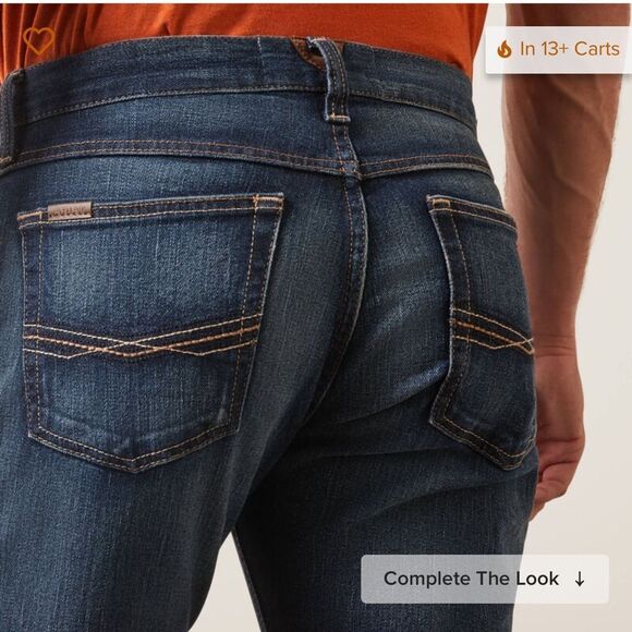 Ariat Men's Straight Leg Jeans - Dark Blue - Picture 3 of 10